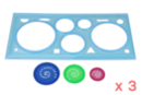 Set de 3 règles spirographe 20 cm + 3 roues assorties - Accessoires de dessin 34197 - 10doigts.fr