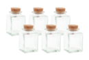 Bocaux en verre avec bouchon liège, 80 ml - 6 pièces - Supports en Verre 57374 - 10doigts.fr