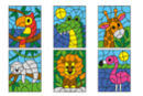 Coloriages aux numéros - Thème Animaux de la Jungle (6 coloriages) - Formes et dessins à colorier 56082 - 10doigts.fr