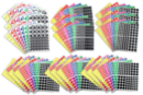 Maxi set de gommettes :  Rondes (54 planches) + carrées , rectangles et triangles (18 planches de chaque)  = 108 planches - Gommettes formes assorties 01729 - 10doigts.fr