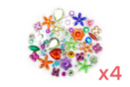 Strass fleurs et coeurs assortis - 4 sets (1200 strass) - Strass - 10doigts.fr