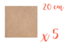 Support carré MDF 20 x 20 cm (Epaisseur : 3 mm) - Lot de 5 - Supports Mosaïques - 10doigts.fr