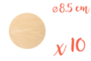 Support bois rond Ø 8,5 cm (Epaisseur : 3 mm) - Lot de 10 - Silhouettes en bois - 10doigts.fr