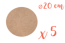 Support rond MDF Ø 20 cm (Epaisseur : 6 mm) - Lot de 5 - Supports Mosaïques 07671 - 10doigts.fr