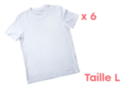 T-Shirt coton blanc Taille L - 6 pcs - Coton, lin - Textiles 07428 - 10doigts.fr