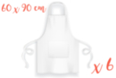 Tabliers blancs, taille adulte (90 x 60 cm) - 6 pièces - Coton, lin - Textiles 08299 - 10doigts.fr
