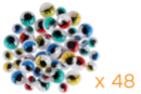 Yeux mobiles colorés Ø 5 mm et 10 mm - 48 yeux - Yeux mobiles - 10doigts.fr