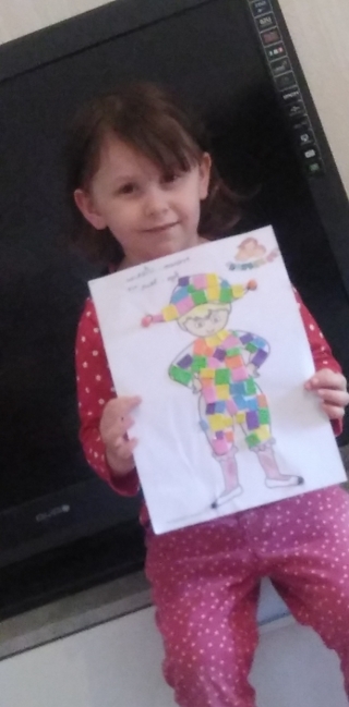 Arlequin en papier mousse - Créations d'enfant - 10doigts.fr