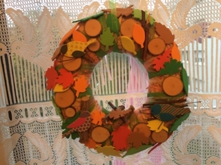 La couronne d'automne - Vernis collage papiers, serviettes - 10doigts.fr