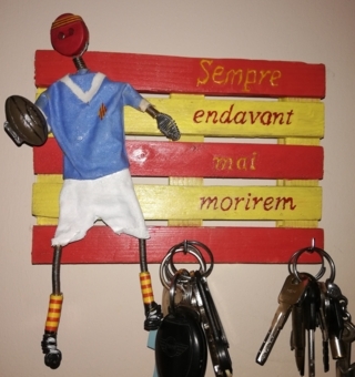 Porte clés catalan  - LE RUGBY - Déco du bois - 10doigts.fr
