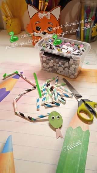 Création d'un serpent en chenille et des pailles - Divers - 10doigts.fr