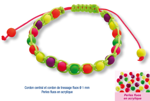 Shamballas... avec des perles fluos en acrylique  - Bracelet Shamballa - 10doigts.fr