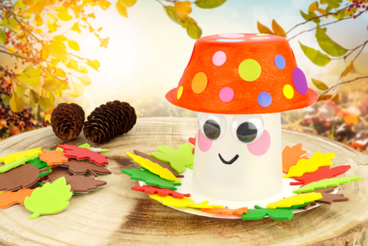 Activite enfant automne champignon gobelet - Activités manuelles Automne - 10doigts.fr