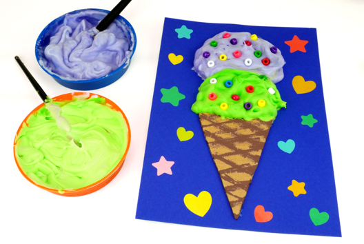 Activité Peinture Mousse a raser été - Activités manuelles Été - 10doigts.fr - 2