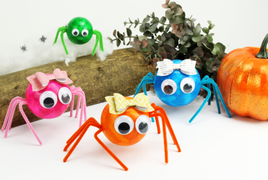 araignée boule polystyrène halloween - Activités manuelles Halloween - 10doigts.fr