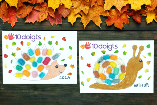 Bricolage Automne Herisson et escargot - Activités manuelles Automne - 10doigts.fr - 2