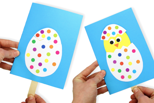 Bricolage carte poussin pop-up - Activités manuelles DIY Pâques - 10doigts.fr