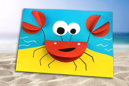 Bricolage Crabe en papier Enfant - Activités manuelles collage, pliage - 10doigts.fr