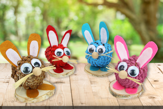 Bricolage Lapin Pomme de pin - Activités manuelles DIY Pâques - 10doigts.fr - 2
