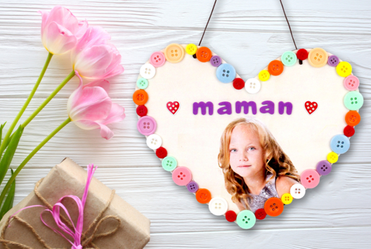 coeur boutons fête des mères activité enfant cadeau - Activités manuelles fête des mères - 10doigts.fr