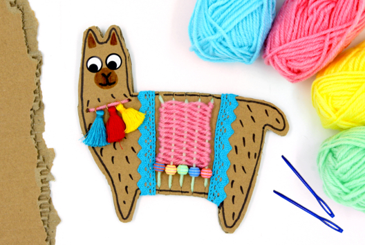 lama à tisser carton recyclé - Activités manuelles animaux - 10doigts.fr - 2