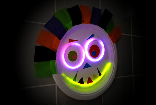 monstre lumineux assiette carton halloween - Activités manuelles Halloween - 10doigts.fr