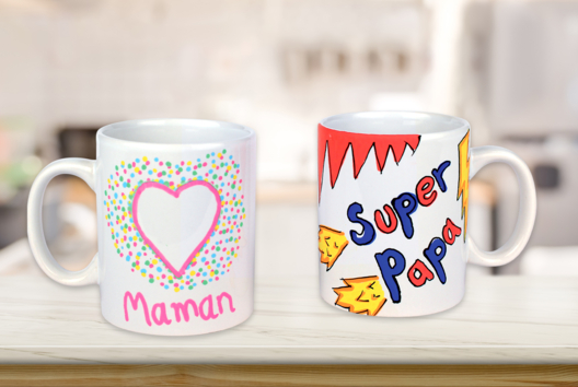 mug blanc porcelaine à décorer cadeau fête des mères pères - Activités manuelles fête des mères - 10doigts.fr