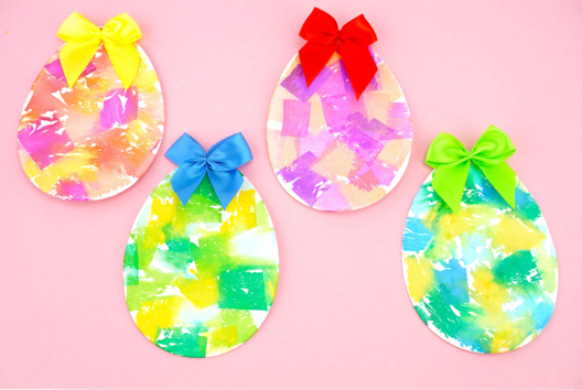 oeuf papier crepon peinture facile paques - Activités manuelles DIY Pâques - 10doigts.fr - 2