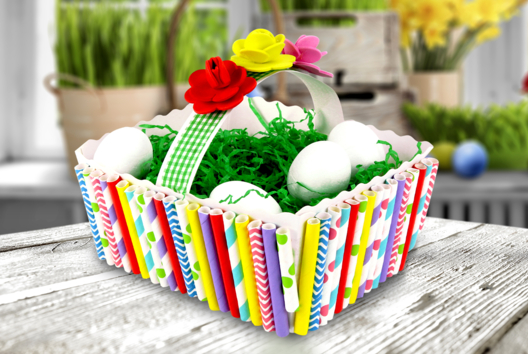 panier pâques pailles en carton - Activités manuelles DIY Pâques - 10doigts.fr