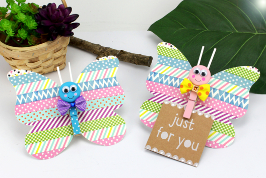 papillon en papier activités enfants magnet mémo - Activités manuelles fête des mères - 10doigts.fr