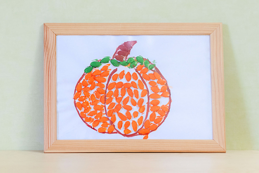 tableau citrouille - Activités manuelles Automne - 10doigts.fr