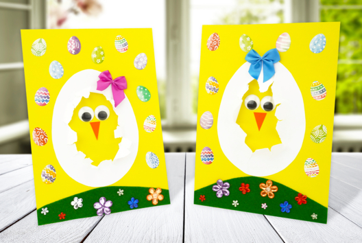Tableau Poussin oeuf cassé papier - Activités manuelles DIY Pâques - 10doigts.fr - 2