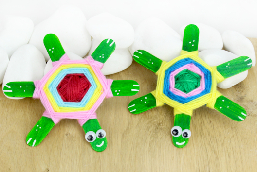tortue laine bâtons de glace activité enfant - Activités manuelles animaux - 10doigts.fr