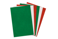 Feutrines 20 x 30 cm, 6 couleurs de Noël assorties : 2 rouges, 2 vertes, 2 blanches - Feuilles de feutrine - 10doigts.fr