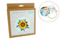 Kit broderie avec cercle en bois : Tournesol - Kits Mercerie - 10doigts.fr