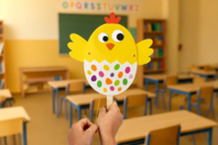 la marionnette poussin - Kits créatifs Pâques - 10doigts.fr