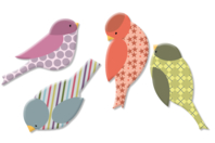 Moineaux en bois décoré  - Déco en bois peints - 10doigts.fr