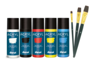 Peinture acrylique 80 ml - 5 couleurs + 3 pinceaux offerts - Peinture acrylique mate - 10doigts.fr
