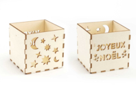 Photophore "Joyeux Noël" bois - Photophores Noël - 10doigts.fr