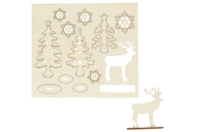 Scenette de Noël en bois à monter - foret et cerf - Déco en bois brut - 10doigts.fr