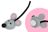 Set de 12 souris 3D en bois avec queue - Déco en bois peints - 10doigts.fr