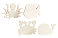 Set de 4 animaux marin en bois  - Animaux en bois - 10doigts.fr