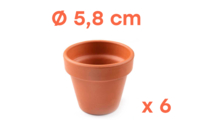 Pots en terre cuite Ø 5,8 cm - Hauteur 5 cm - 6 pots - Supports en céramique à décorer - 10doigts.fr