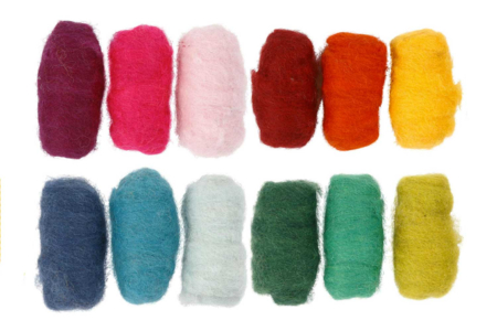 12 Pelotes de Laine Cardée - Feutrage, laine cardée – 10doigts.fr