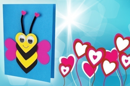 Carte abeille coeurs fête des mères saint valentin - Activités manuelles fête des mères – 10doigts.fr