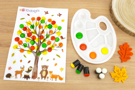 arbre automne tampon peinture enfants - Activités manuelles Automne – 10doigts.fr