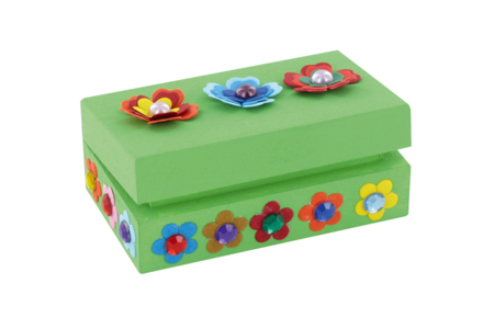 Boite rectangulaire en bois collage fleurs - Boîtes en bois – 10doigts.fr