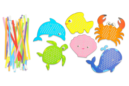 cartes à tisser animaux aquatiques océan - Kits éducatifs – 10doigts.fr