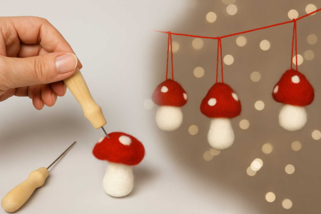 champignons en laine cardée - Feutrage, laine cardée – 10doigts.fr