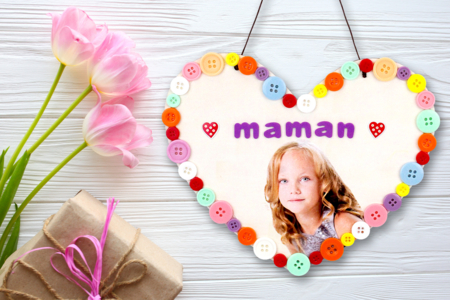 coeur boutons fête des mères activité enfant cadeau - Activités manuelles fête des mères – 10doigts.fr